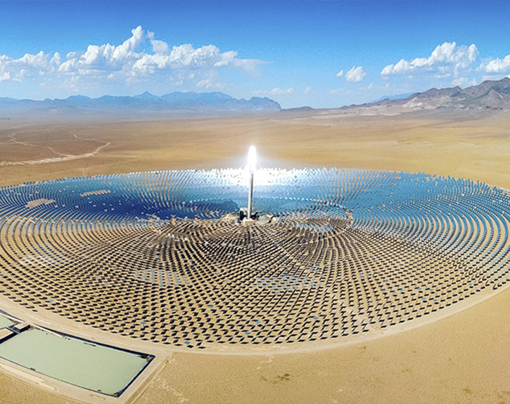 Solar panels in a desert