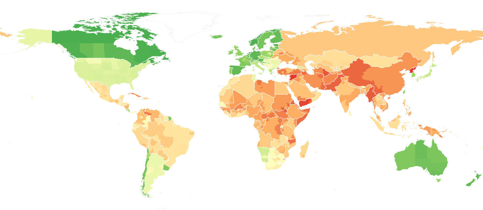 Global map - Human rights data