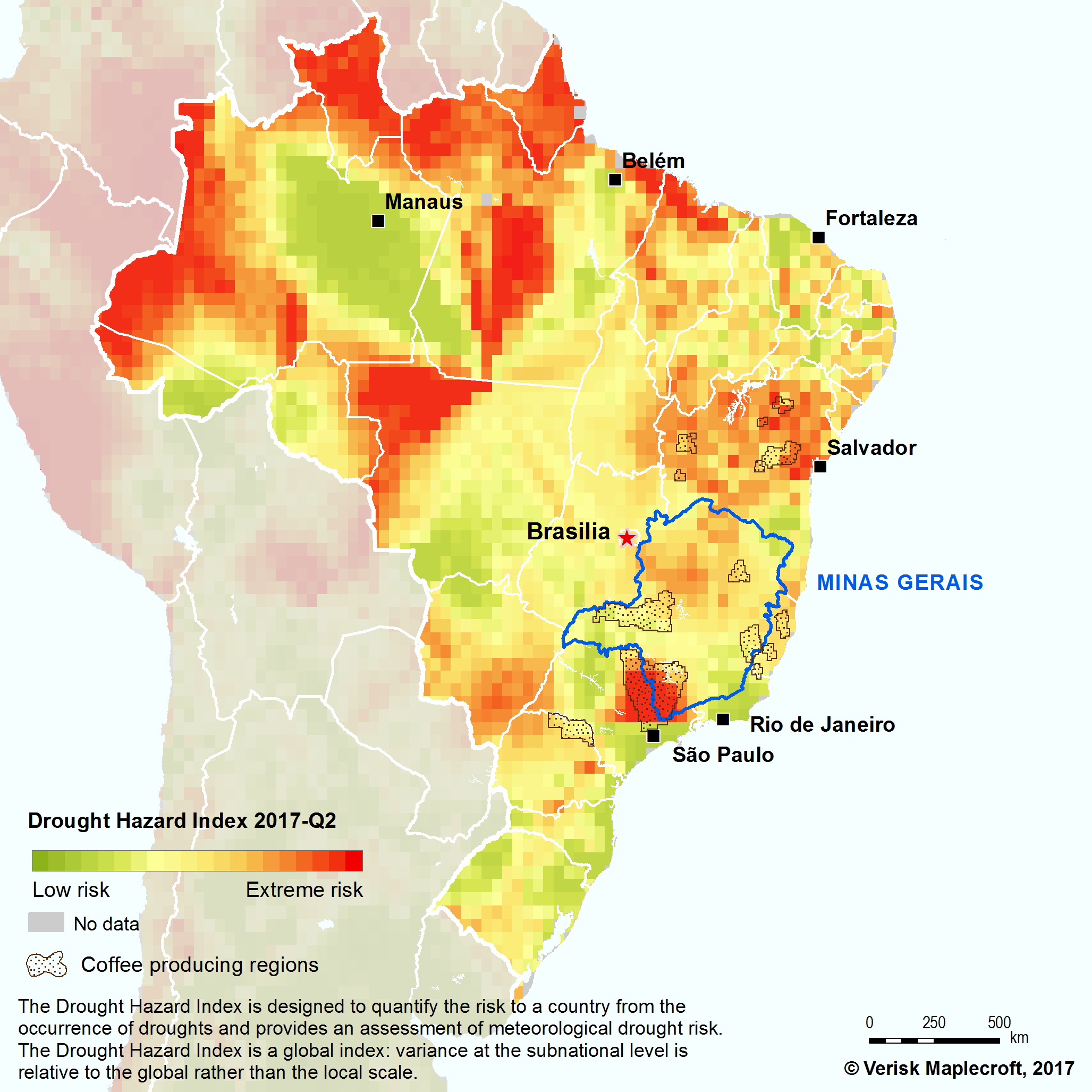 Brazil drought hazard index 2017 Q2_map