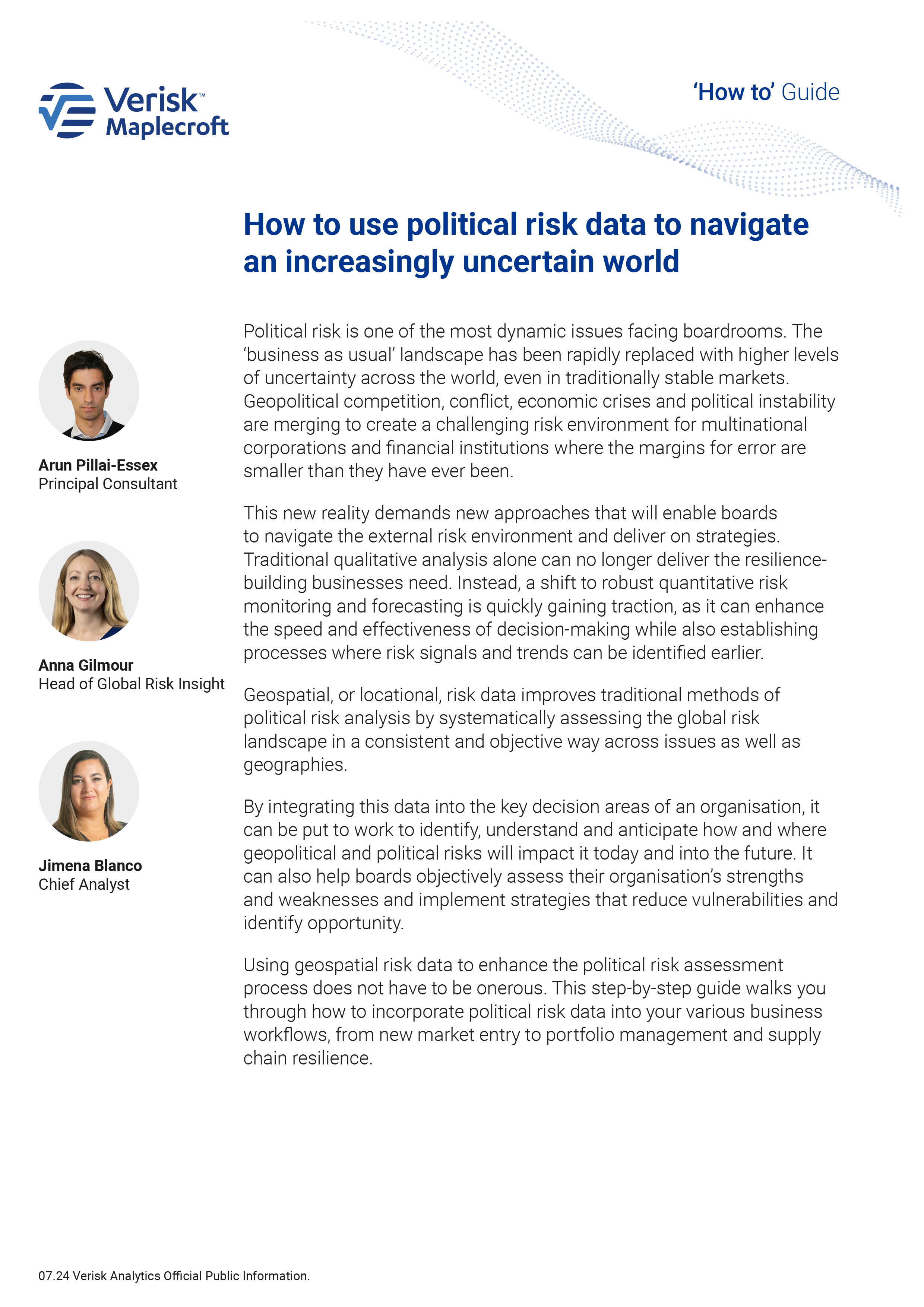 Guide - How to use political risk data to navigate
an increasingly uncertain world